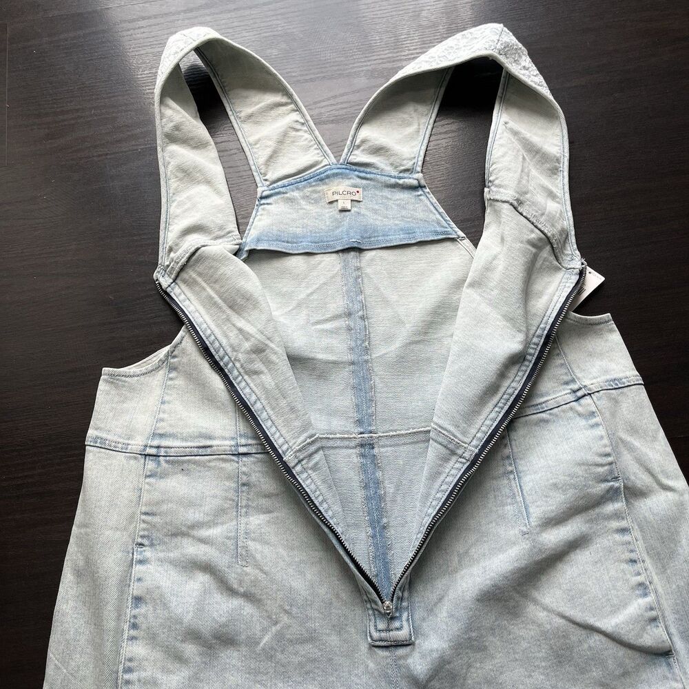 Pilcro Anthropologie Overalls Womens L Front Zip Wide Leg Jumpsuit Cropped Boho - Picture 4 of 16